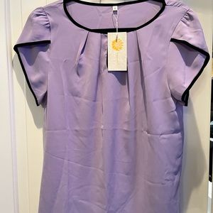 Tasamo - Lavender w/black trim Blouse